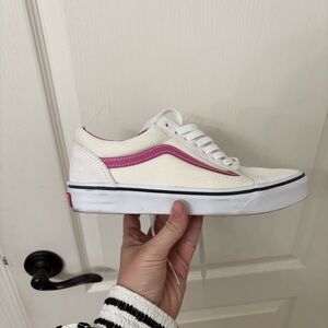 Vans Cream and Pink Low-Top Sneakers